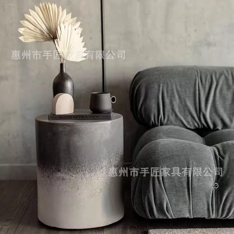 北欧设计师创意玻璃钢茶几沙发边几客厅家用条纹波点圆凳圆几墩子