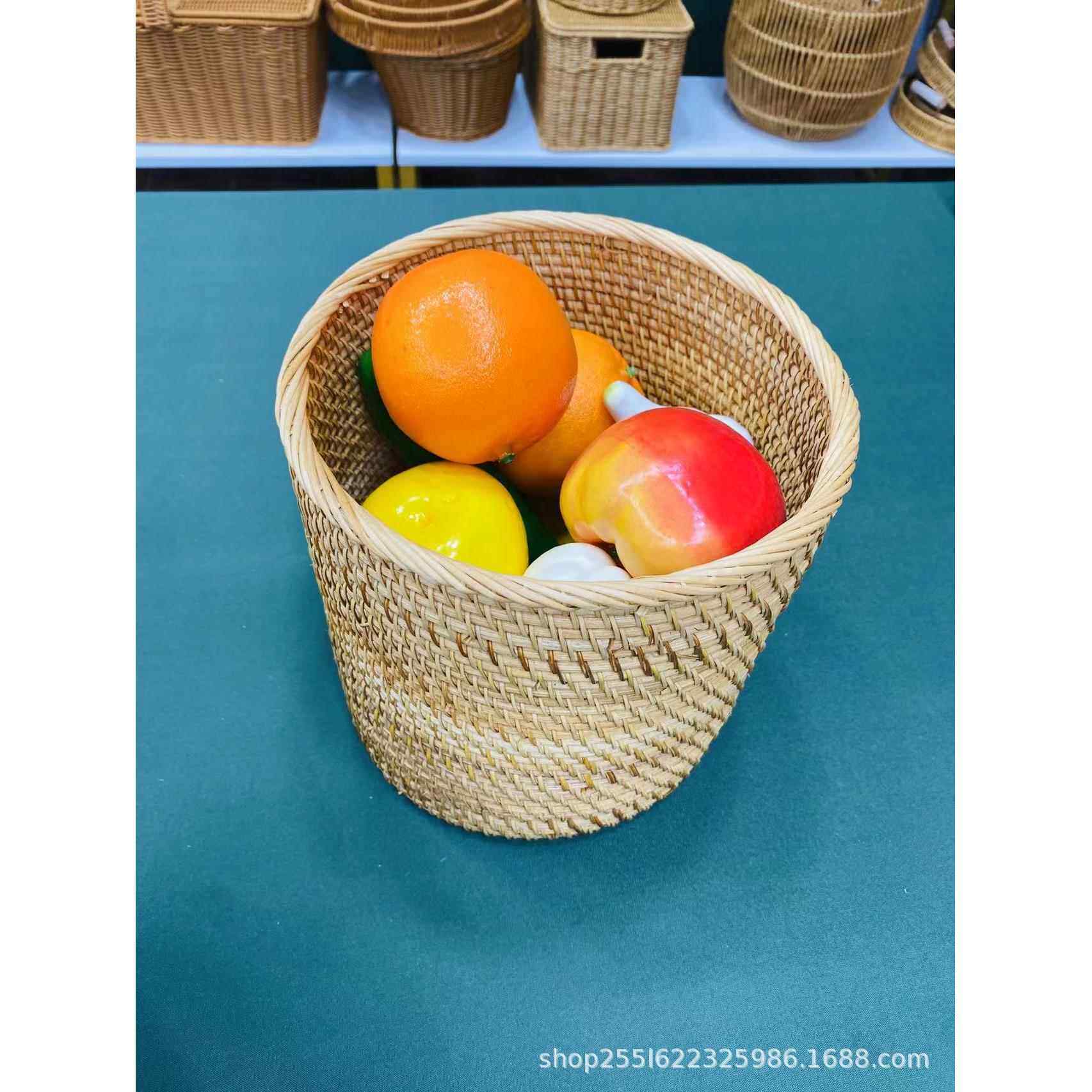 越南手工藤编无NWT筒盖垃桶垃圾手工编织篓桌面收纳圾废纸篓杂物
