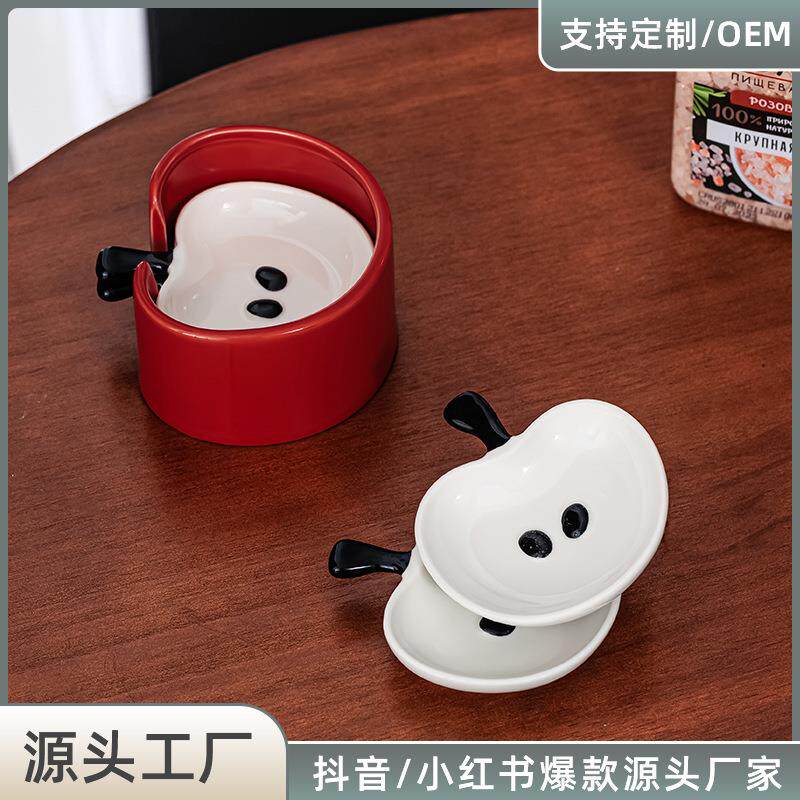 陶瓷餐具创意卡通蘸料碟家用调味碟套装碟子收纳罐火锅酱油醋碟