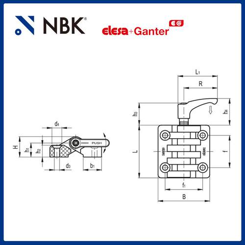 NBK ELESA CFA-ERS 带摩擦闸的铰链高科技聚合体钢质黑色厂家直供