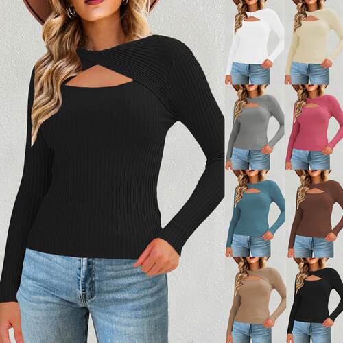 Women's hollow knitted sweater base sweater women's top
