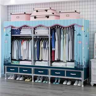 19管抽屉款钢接抽头柜易布衣柜钢管加粗加固全简WGE钢架家衣用带