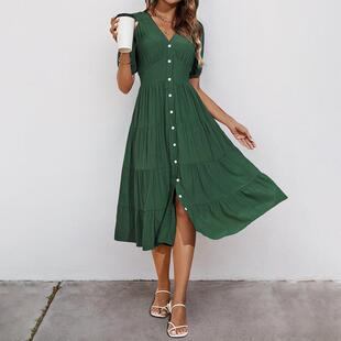 Mid length skirt with a drape effect中长裙垂坠感连衣裙