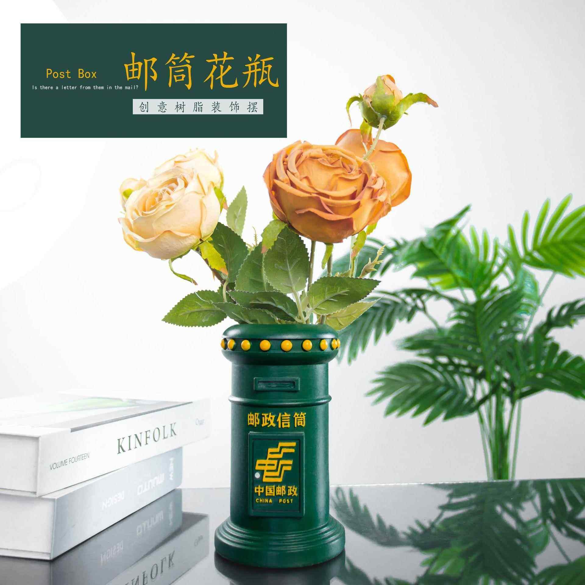 创意邮筒装饰花瓶花插笔筒 树脂工艺品轻奢家装摆件 复古拍摄道具,家居饰品,花瓶,淘宝优惠券,粉丝福利购,淘宝优惠卷
