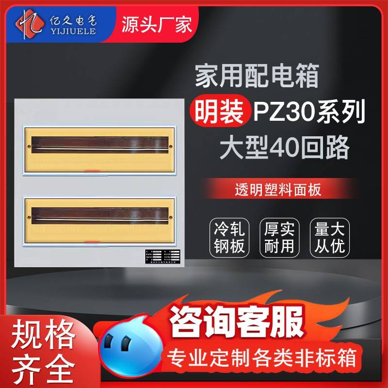 大型明装PZ30 40位强电箱家用回路空开 盒工厂用开 关盒室内配电