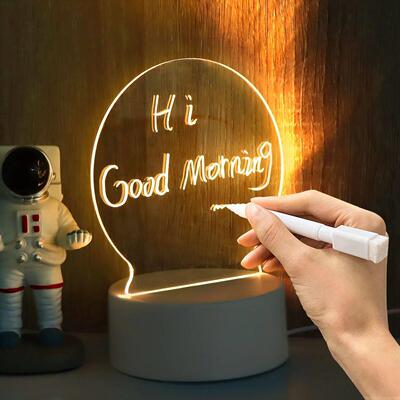 LED Desk Lamp With Message Board Bedroom Decoration Night Li