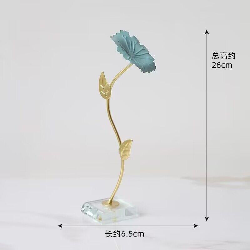 高档新中式铁艺荷花摆件高档艺术品莲花厅居玄关电视客酒柜柜家装
