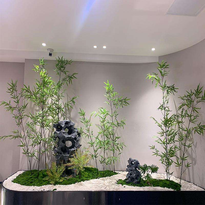 竹子新中式装饰假竹子隔断屏风挡墙造景室外装饰竹加密盆栽