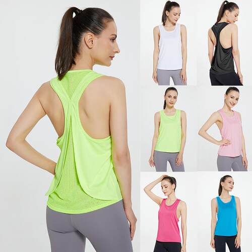 Sleeveless I-shaped vest, running yoga candy colored
