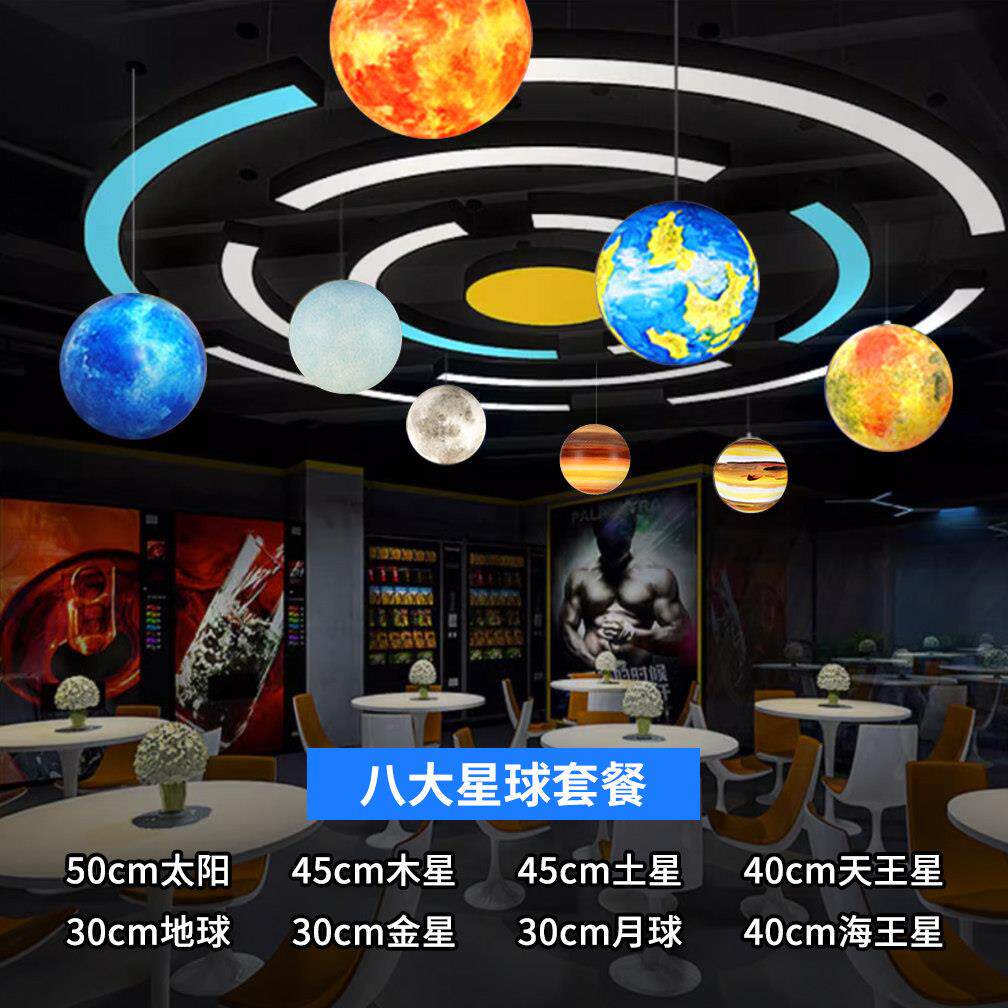 星球灯吊灯地球灯八大行星装饰灯星空灯清吧店铺民宿幼儿园月球灯