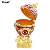 钻镶摆件礼品欧式 鸡蛋摆件家居彩绘首饰盒创意金属外贸工艺品宫廷