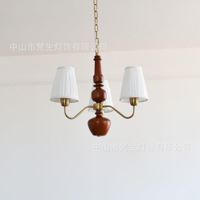 芬兰风格中世纪褶边客厅花蕾卧室吊灯复古风木艺餐厅民宿酒店灯具