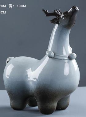 高档高档件官窑陶送瓷手工内装饰室摆马踏祥云高升开业礼品过年礼