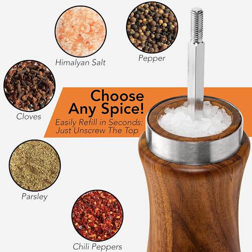 Wooden Salt and Pepper Grinder Refillable Manual Mills