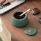 创意陶瓷带盖烟灰缸家用客厅茶桌茶几办公室防风防飞灰 绿釉
