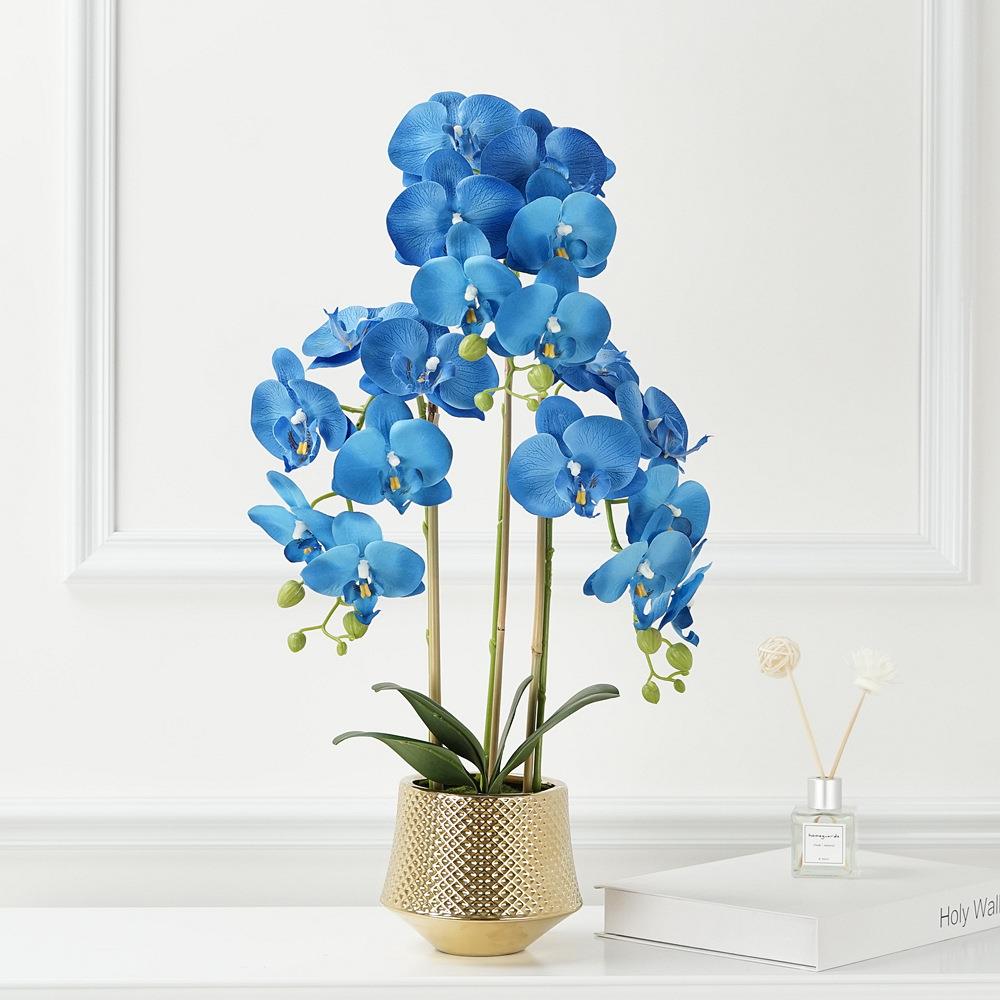 仿蝶真花蝴绢兰盆景套装假花胶摆放081-1317盆栽布花过手感客厅装