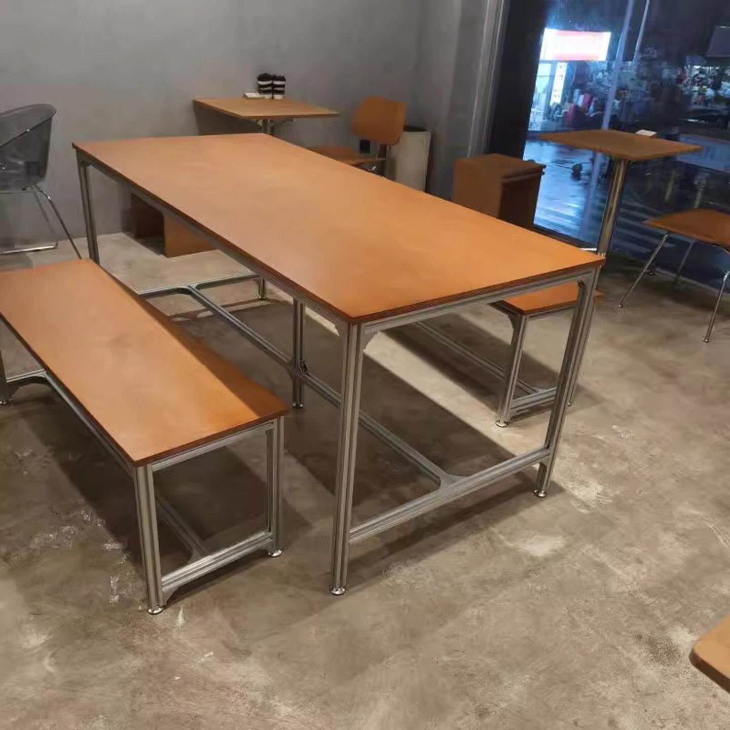 桦木办公桌简约洽谈铝挤型材料会议桌书桌电脑桌大班桌子工作台海