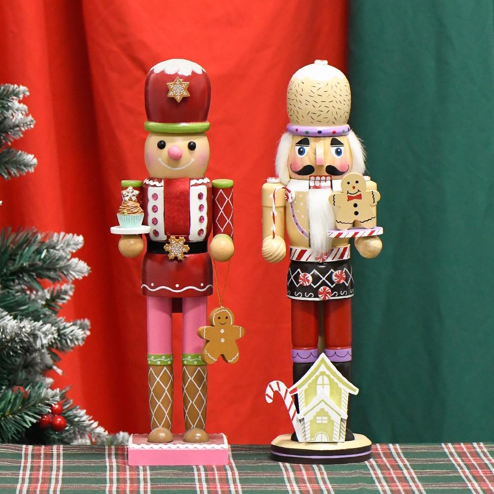 35cm Gingerbread Man Nutcracker Soldier King Wooden Figurine