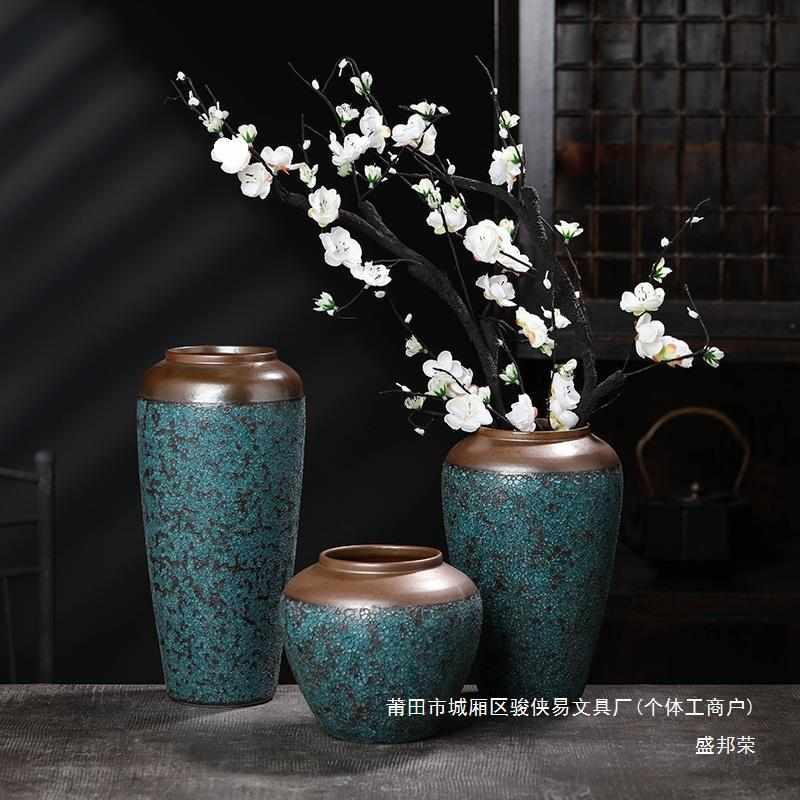 新中式花瓶餐桌陶瓷家居装饰摆件大号景德镇客厅插花瓶手工盛邦荣