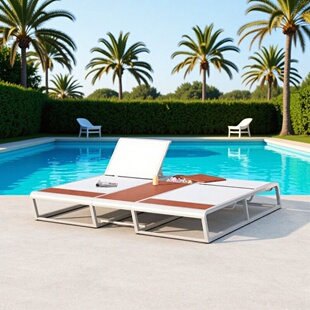 户外泳池躺椅防水防晒别墅庭院酒店花园度假村室外露天日光浴躺床