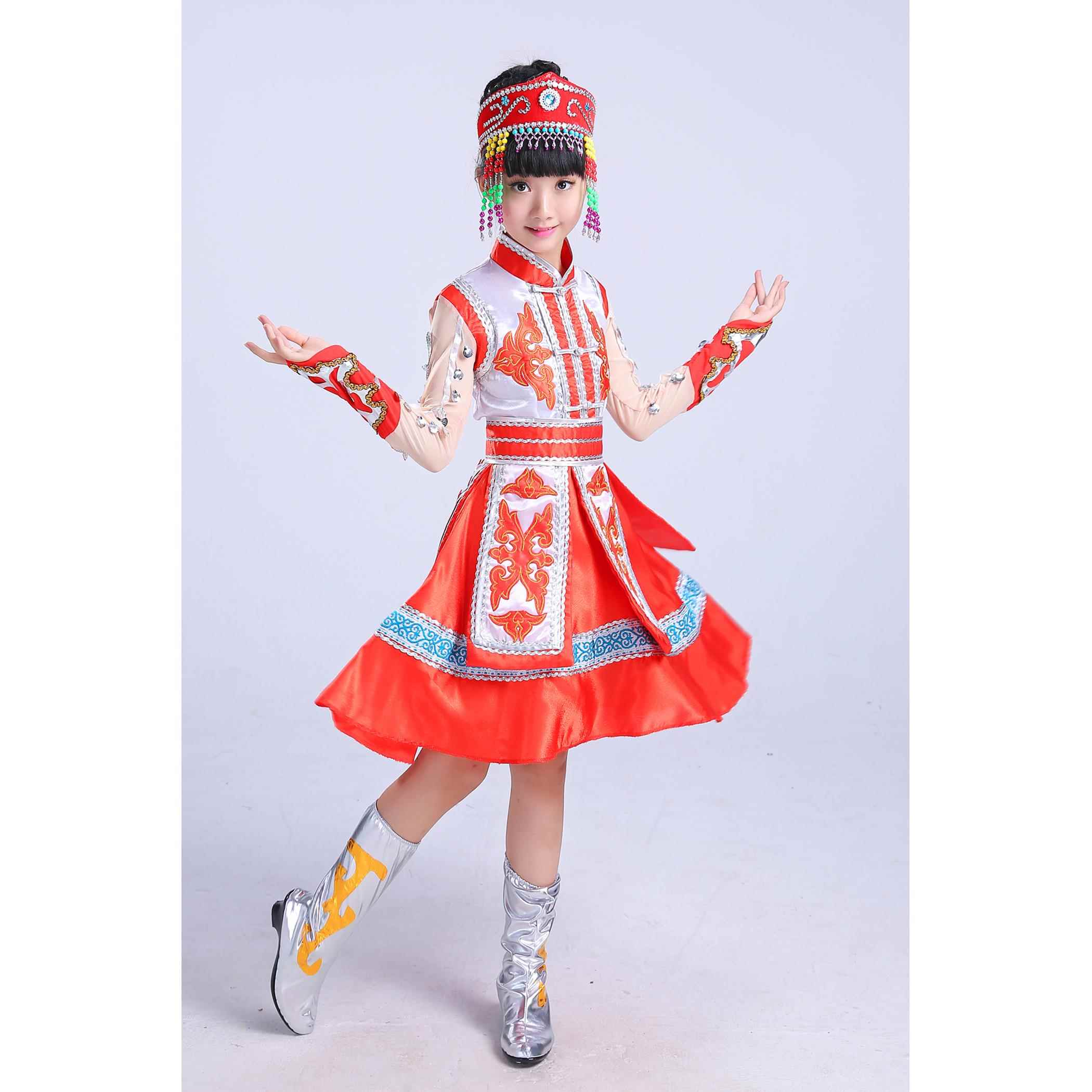 正品新款少数民族少儿蒙族舞蹈服幼儿园蒙古女服一表演出童服装男