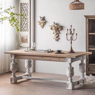 法式轻奢民实台木茶桌客YLT厅沙发茶几桌办公室方形茶复做古旧创