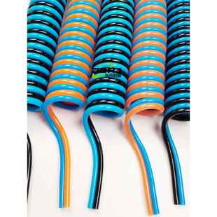 双排多排TPU聚氨酯高弹性耐磨弹簧气动软管 并排双色伸缩螺旋气管