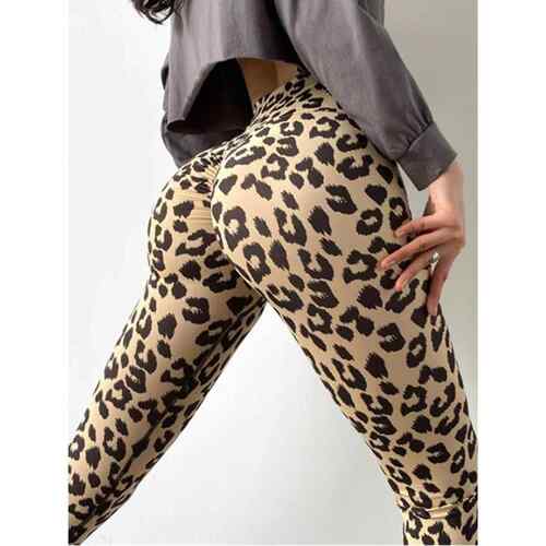 High waisted printed bottom tight yoga pants印花收腹瑜伽裤女