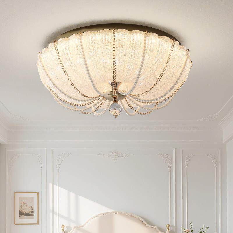 法式吸顶灯温馨浪漫奶油风主卧室房间灯全光谱护眼儿童公主房灯具