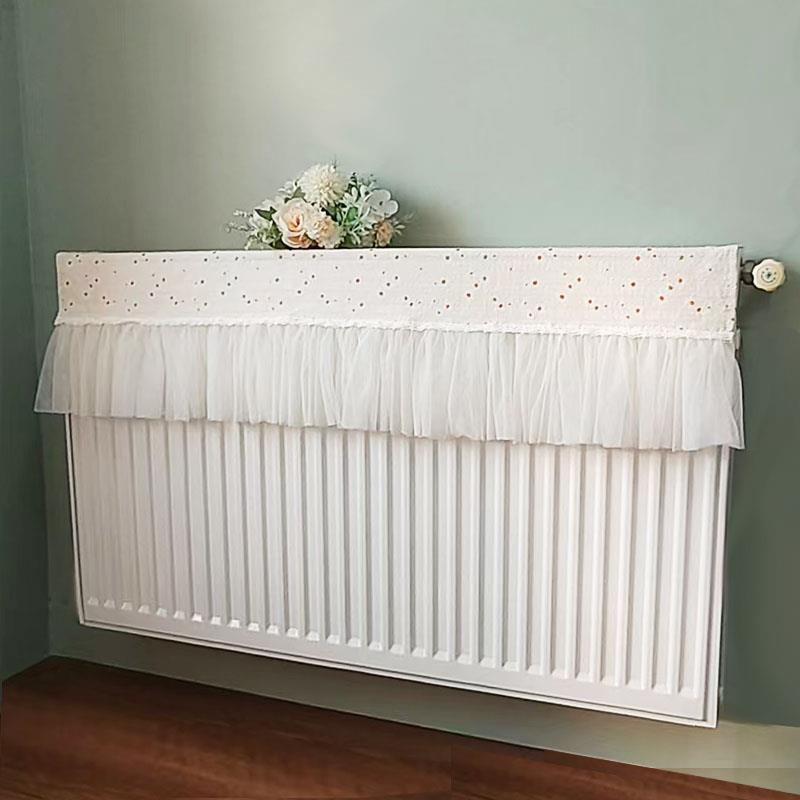 法式蕾丝暖气罩布艺暖气套铸铁老式暖气片罩奶油风家用防尘罩