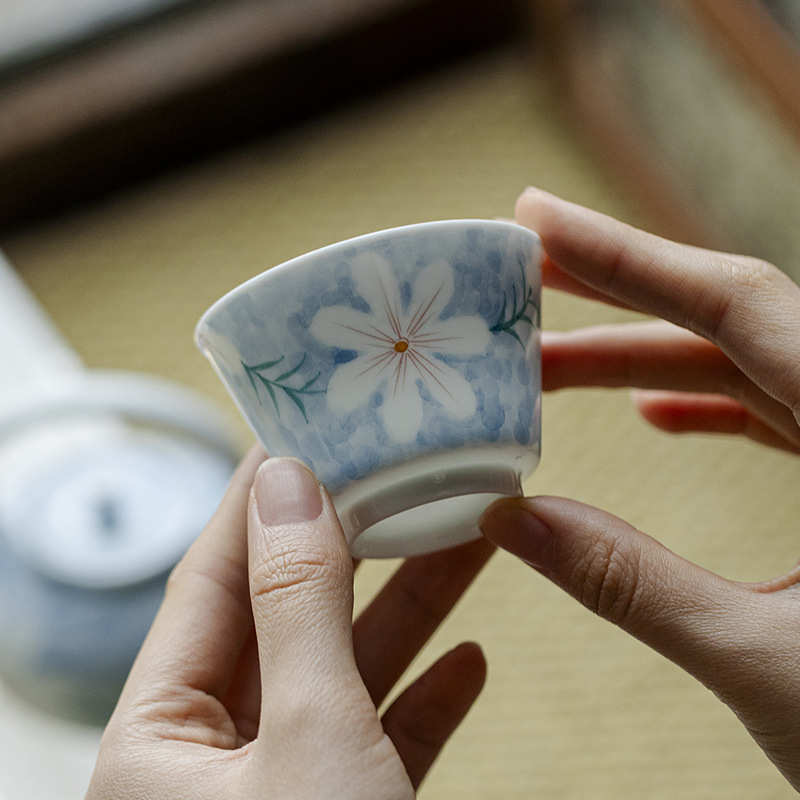 墨己手绘墨染满彩日式圆口茶杯功夫茶具家用主人杯陶瓷单杯品茗杯