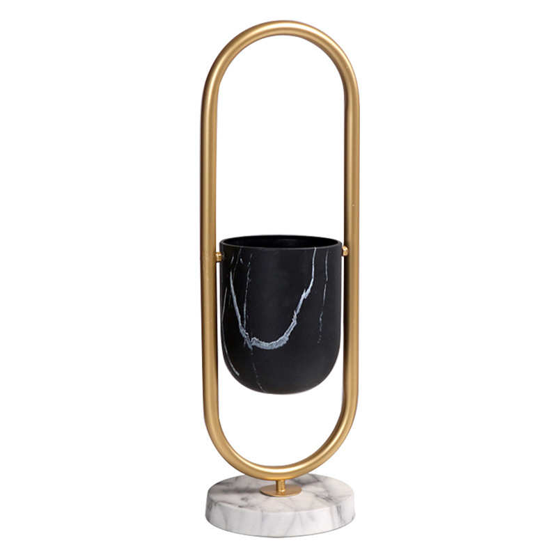 几何艺术感悬浮花瓶金属桌面造型摆件插花北欧家居装饰品吊篮花器