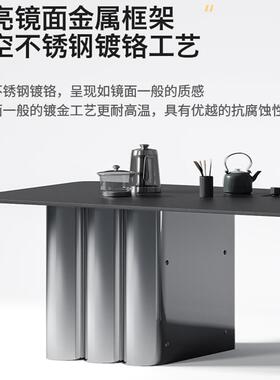 代7T意式轻台奢茶桌椅办组合亚克TVZ力阳茶桌现简约公室不锈钢岩