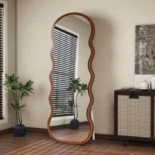 网红波浪全身镜家用落地感网异型壁挂穿衣镜卧室试衣镜片镜子