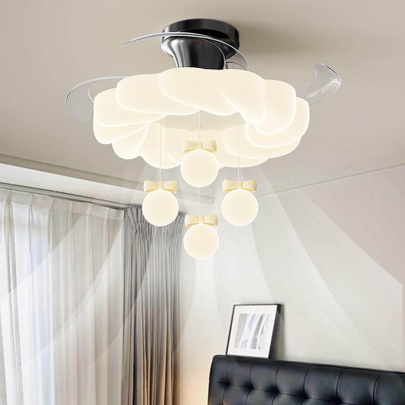 风扇灯客厅灯隐形新款奶油风吊球卧室灯隐形静音餐厅吊扇灯