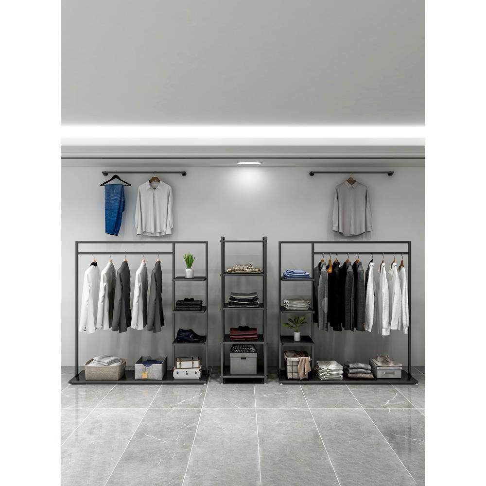 服装店衣架展示架落地式男女装店装饰陈列中岛货架铁艺挂衣服架子