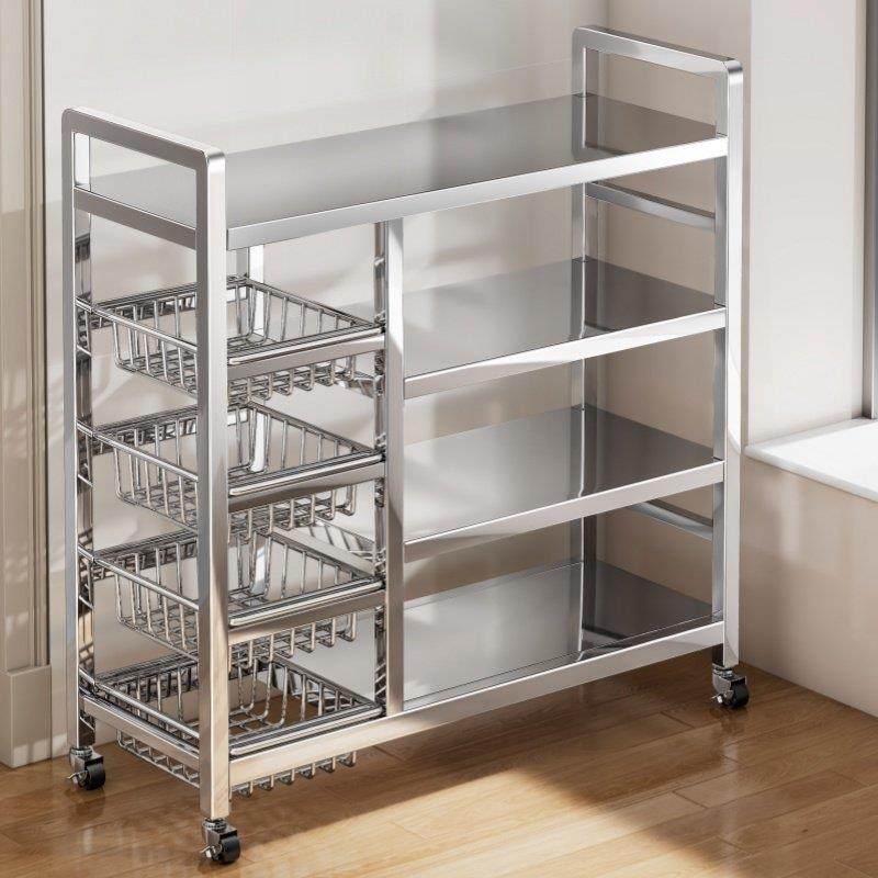 304不锈钢菜篮子厨房多功能置物架多层落地推车微波炉锅具收纳层,厨房/烹饪用具,厨房置物架/置物柜/角架,淘宝优惠券,粉丝福利购,淘宝优惠卷