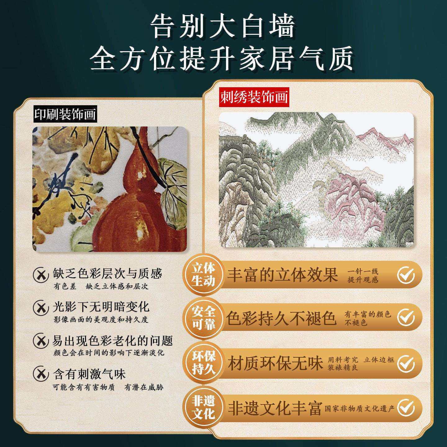 花开富贵苏绣成品挂画新中式牡丹客厅装饰三联画端精品刺绣壁画