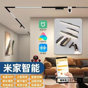 智能磁吸轨道灯集控无主灯客厅调光调色语音护眼级泛光灯楷桂
