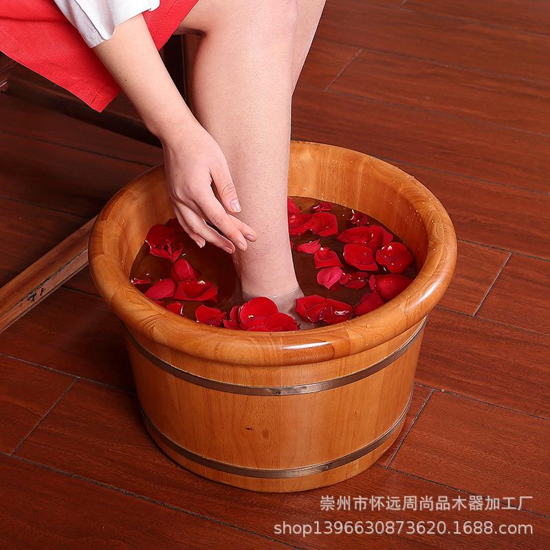 25厘米橡木足浴桶泡脚木桶保温洗脚木盆泡小腿足三里实木洗脚木盆