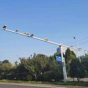 厂家道路监控杆双臂T型不锈钢材质监控立杆信号灯杆
