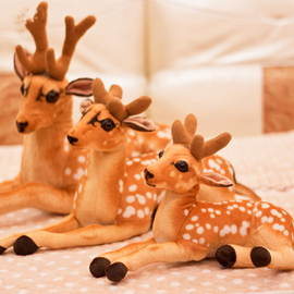 仿真梅花鹿毛绒玩具麋鹿小鹿玩偶马达加斯加长颈鹿公仔儿童玩具