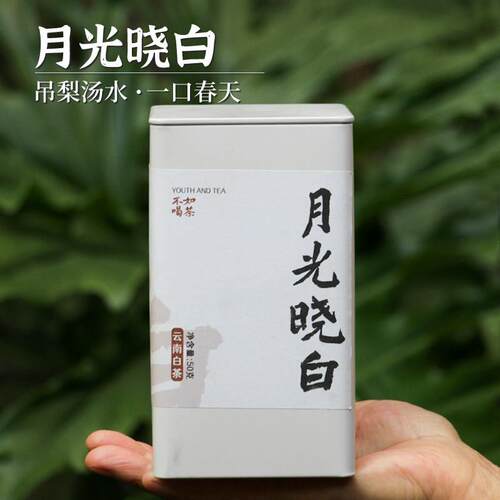 云南白茶景谷秧塔古树月光白茶50克罐装礼盒装 科学青年茶叶店