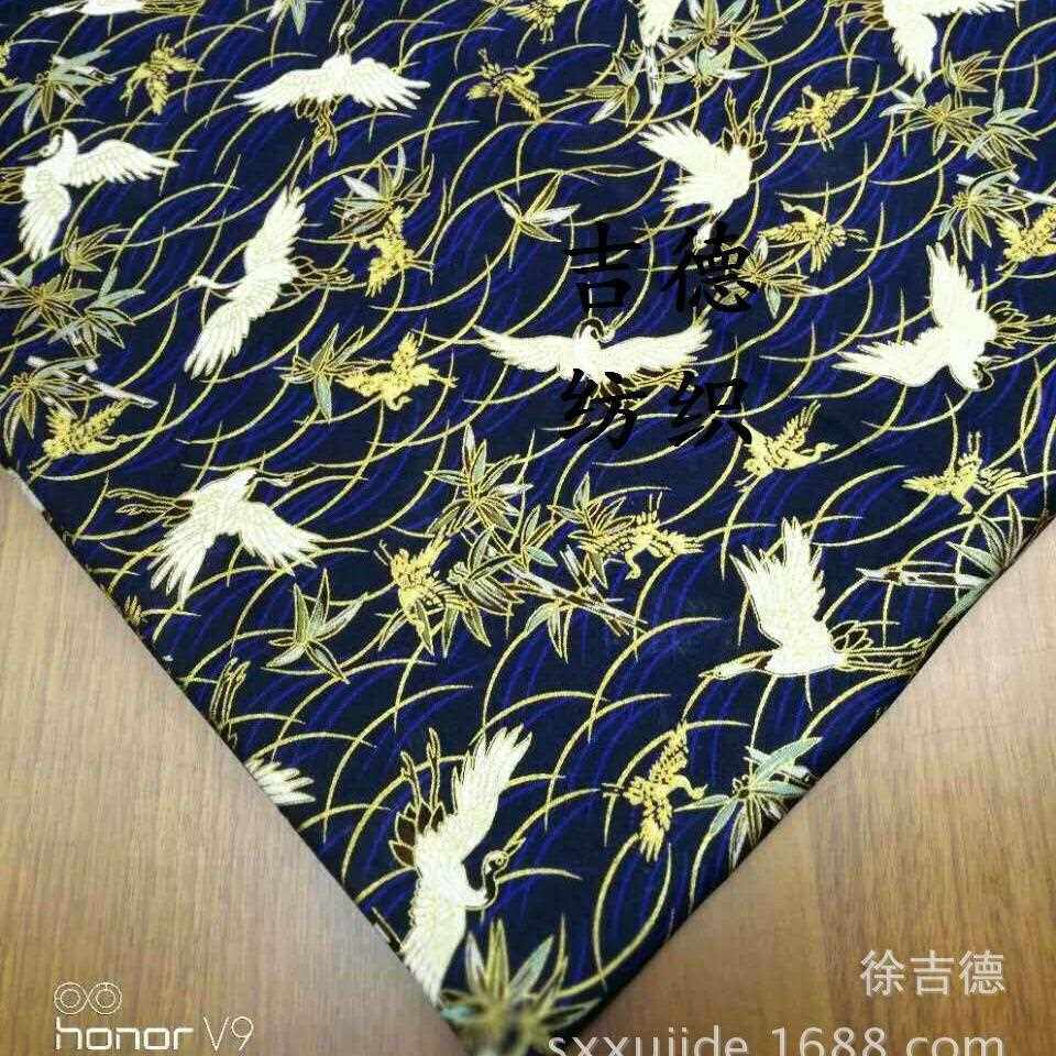 新款直销日式和风烫金布（云鹤） 和风印花棉布 旗袍汉服箱包鞋帽