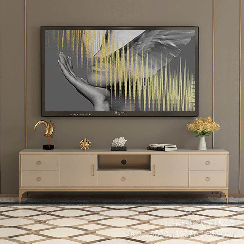 轻奢电视柜现代简约客厅电视柜茶几组合套装美式家具实木地柜高柜