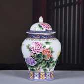 带密封罐大号陶瓷饼普洱家用储存罐防潮七景德镇中式 茶叶罐盖子