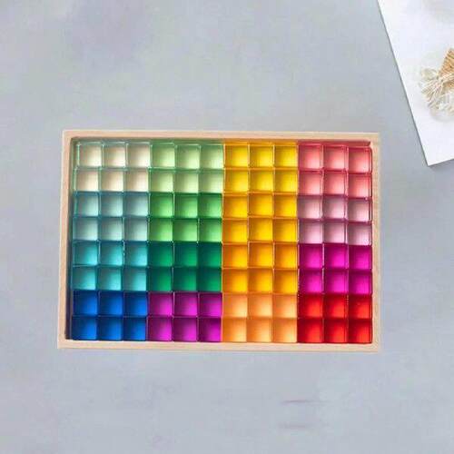 96x Rainbow Acrylic Cubes Bs, Sensory Training
