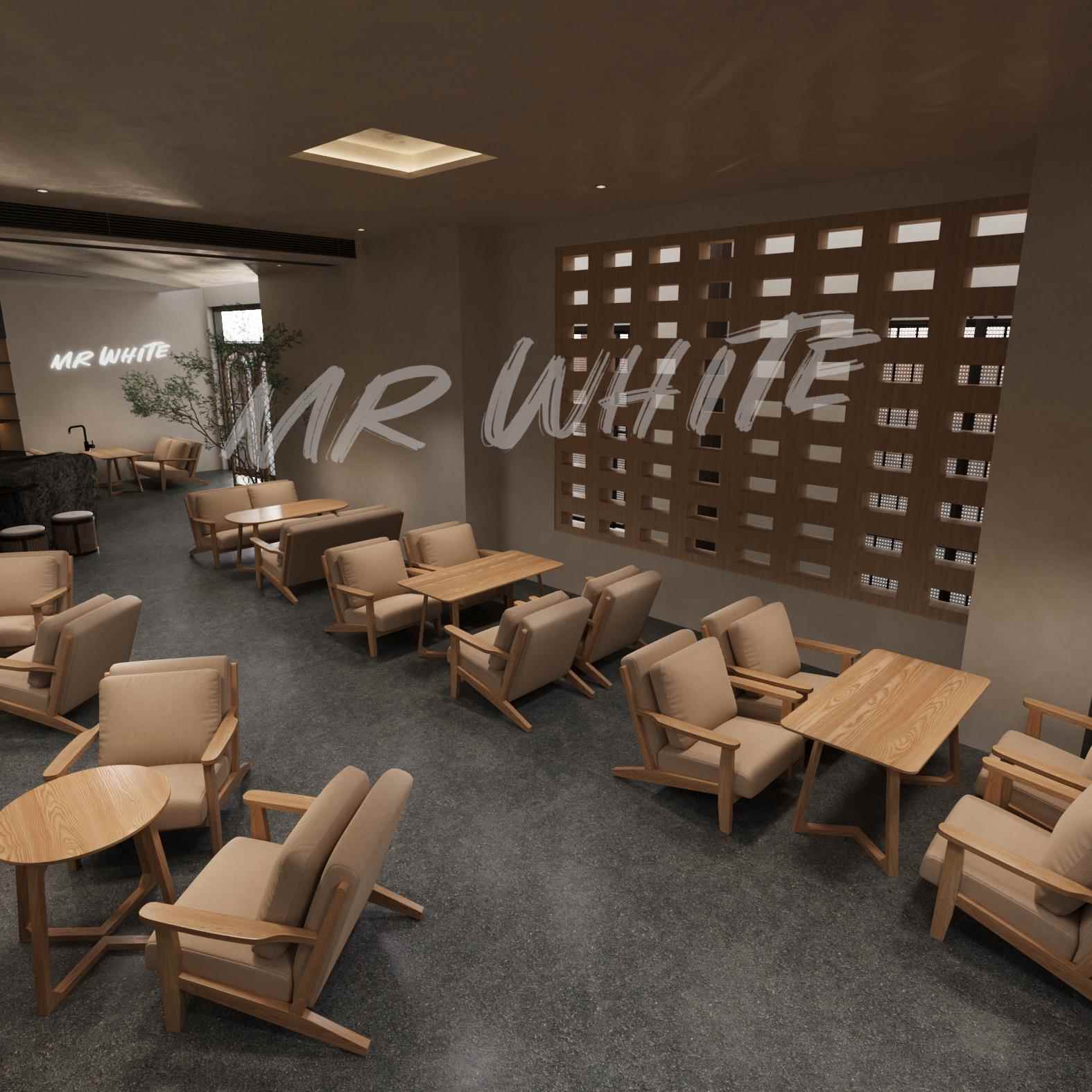 覆古咖啡厅桌椅组合奶茶店餐饮休闲酒店民宿接待洽谈棉麻沙发椅子