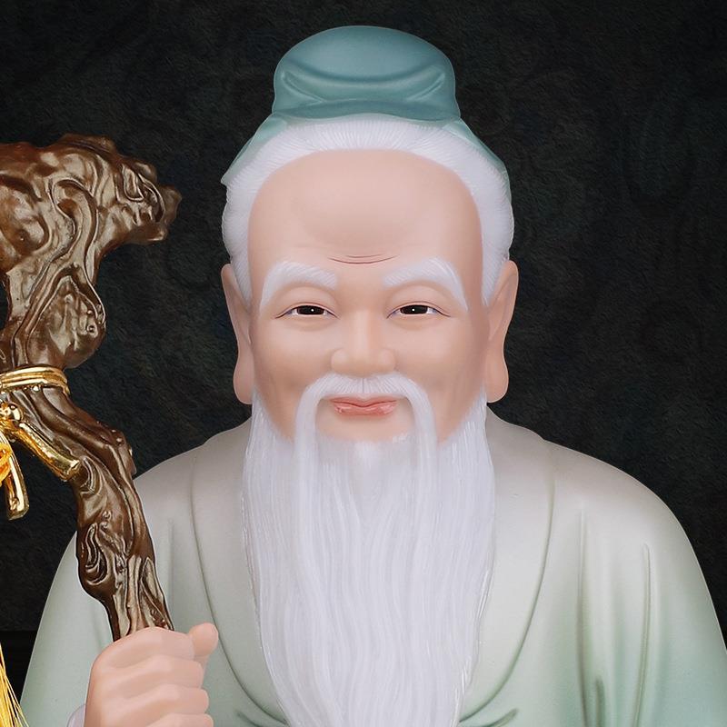 坐岩山神公圣像仿汉白玉供奉山神爷神像山神老头儿工艺品摆件