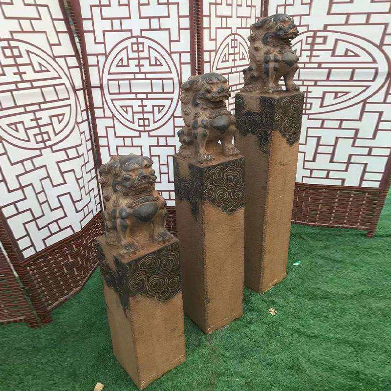 拴马桩石雕仿古做旧青石石狮子栓马石桩庭院室内装饰栓马桩